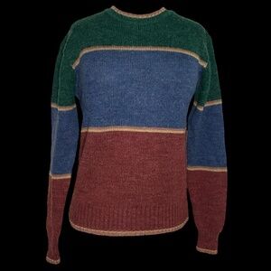 Vintage Horizontal Striped Multicolored Sweater Size L